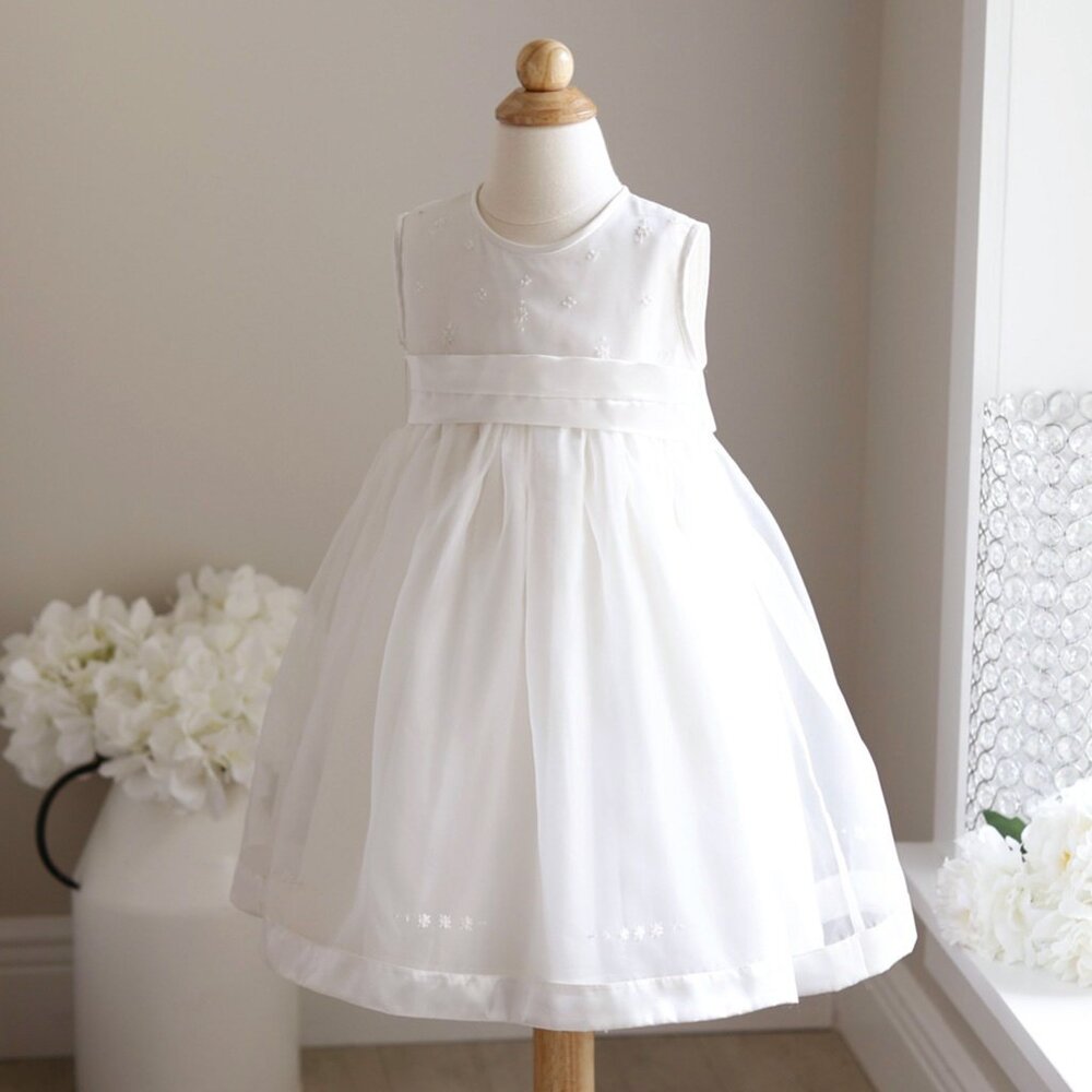 Strasburg Heirloom Collection Ivory Organza & Satin Flower Girl Dress Size 2 NWT